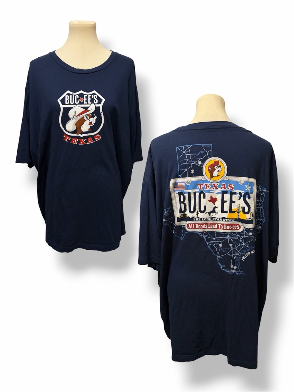 BUC-EE’S Buc-ee's "All Roads Lead to Buc-ee's" Texas Map Navy Blue T-Shirt 4XL